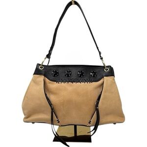 Tre Vero Leather Satchel Tan and Black Women's Handbag